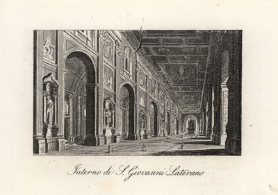 Utsikt över det inre av St. Johannes Döparens Archbasilica. John Lateran, S. Giovanni Lateran, Rom av Unbekannt