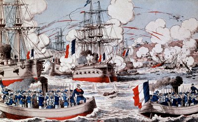 Kriget mellan Kina och Frankrike (1884-1885) : Amiral Courbets förstörelse av den kinesiska flottan i Fou Tcheou, 23 augusti av Unbekannter Künstler