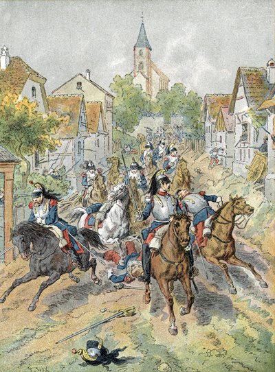 Kriget 1870: laddning av kurassier under slaget vid Froeschwiller-Woerth (1870) av Unbekannter Künstler