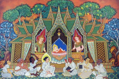Wat Ananda Metyarama Thai Buddhist Temple. Siddhartha Gautamas födelse (allmänt känd som Buddha), 20160818, Singapore, Singapore av Unbekannt