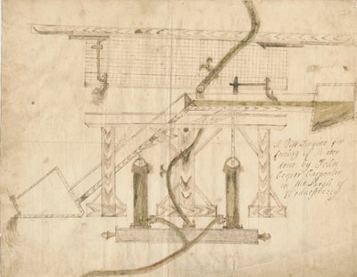 Wednesbury - A Tilt Engine: penn- och bläckritning, nd [c 1710] av Unbekannt