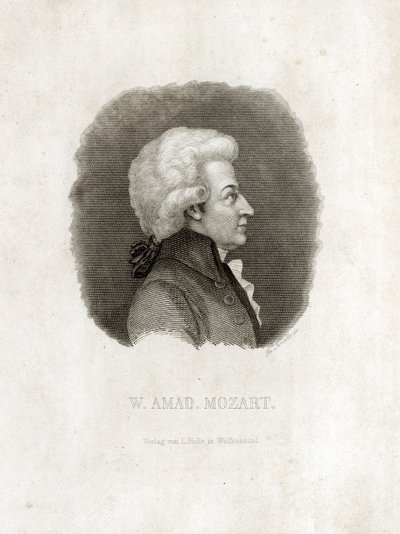 Wolfgang Amadeus Mozart gravyr. av Unbekannt