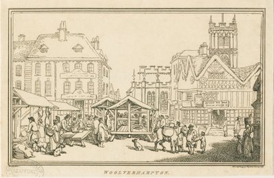 Wolverhampton - Market Place: etsning, nd [c 1799] av Unbekannt