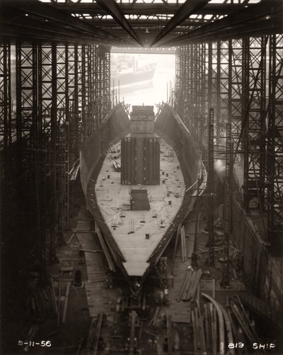 Arbetet startar på Northbanks skott vid William Doxford & Sons varv, Sunderland, 8 november 1956 (s/v foto) av Unbekannter Künstler
