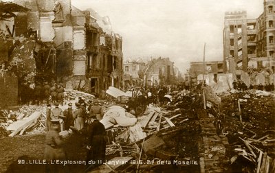 Första världskriget: Lille efter explosionen den 11 januari 1916 (vykort) av Unbekannter Künstler