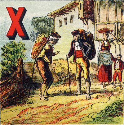 X: Sherry. Staden i Spanien känd för sitt vin - Gravyr utvunnen från det geografiska alfabetet. Guerin-Muller et Cie, förlag, Paris av Unbekannt