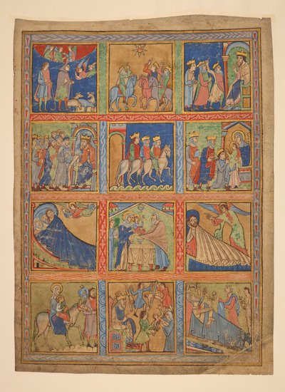f. 1: En serie med 24 miniatyrer från Kristi liv; Sju sticklingar från belysta manuskript. 1100-talet-1400-talet Sju sticklingar från illuminerade handskrifter. 1100-talet-1400-talet av Unbekannter Künstler