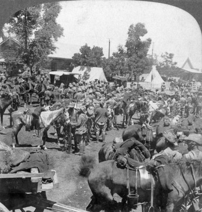 General Cronjes ankomst till Modderfloden som krigsfånge, Sydafrika, Boerkriget, 1901 av Underwood and Underwood