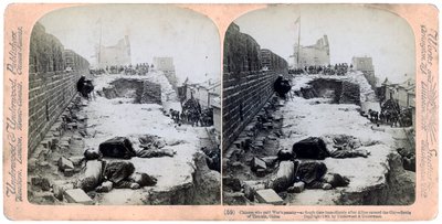 Slaget vid Tientsin, Boxer Rebellion, Kina, 1900 1901. av Underwood and Underwood