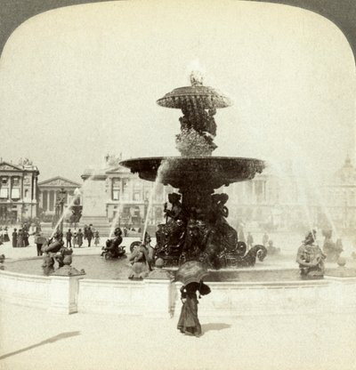 Fontän, Place de la Concorde, Paris, Frankrike. av Underwood and Underwood