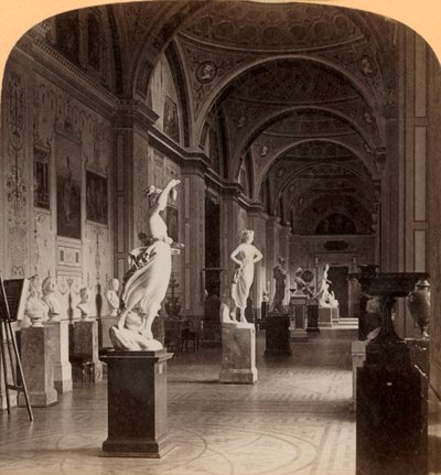 Gallery of Modern Sculpture, In the Hermitage, St. Petersburg, Ryssland, 1898. av Underwood and Underwood
