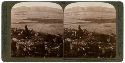 Gideons slagfält och Hill of Moreh, norr om Jisreel, Palestina, 1900. av Underwood and Underwood