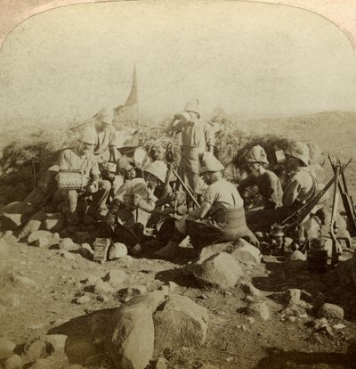 Gordon Highland signalers på Signal Hill, Euslin, Sydafrika, Boer War, 1899-1902. av Underwood and Underwood