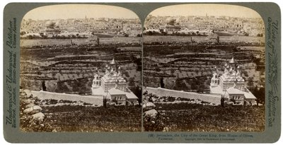 Jerusalem, sett från Oljeberget, Palestina, 1901. av Underwood and Underwood