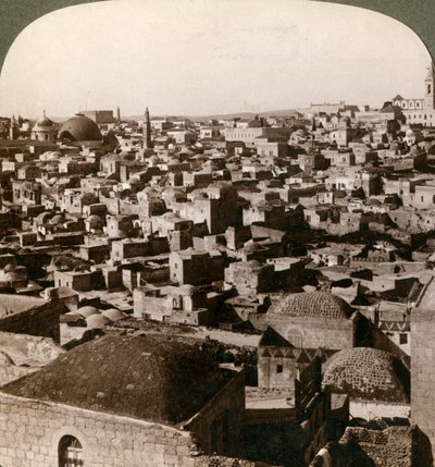 Jerusalem, sett från den norra muren, Palestina, 1897. av Underwood and Underwood