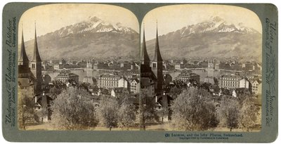 Luzern och berget Pilatus, Schweiz, 1903. av Underwood and Underwood