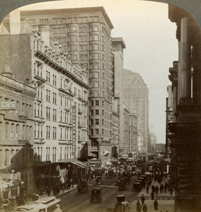 Skyskrapor, Randolph Street, Chicago, Illinois, USA, c sent 1800-tal. av Underwood and Underwood