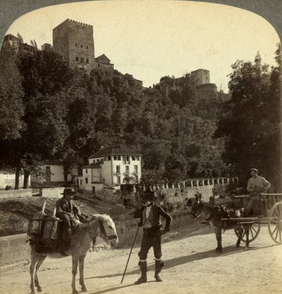 Alhambra, Granada, Andalusien, Spanien. av Underwood and Underwood