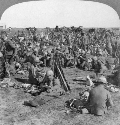 The Coldstream Company på den stora Transvaal-kampanjen, Sydafrika, Boerkriget, 1900 av Underwood and Underwood