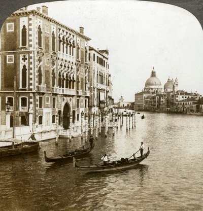 Canal Grande, Venedig, Italien. av Underwood and Underwood