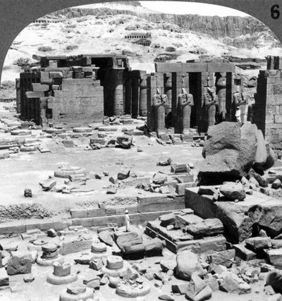 Ramesseum, Ramses II:s tempel, i Thebe, Egypten, 1905. av Underwood and Underwood