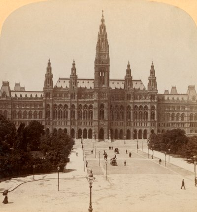 Det stora Rathhaus, Wien, Österrike Tower 320 fot högt, 1899. av Underwood and Underwood