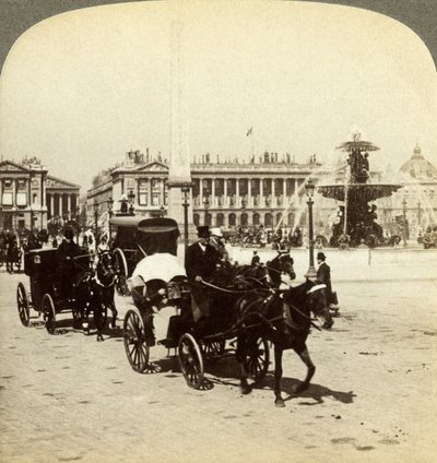 Obelisken och fontänen, Place de la Concorde, Paris, Frankrike, 1800-talet. av Underwood and Underwood