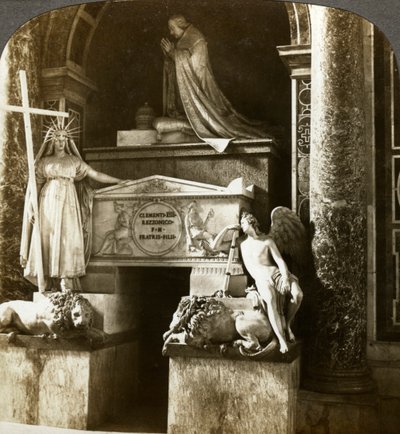 Påven Clemens XIIIs grav, Peterskyrkan, Rom, Italien. av Underwood and Underwood