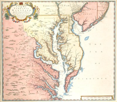 En ny karta över Virginia och Maryland och de förbättrade delarna av Pennsylvania och New Jersey av Unidentified