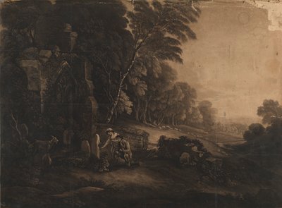 Kyrkogård på landet av Unidentified