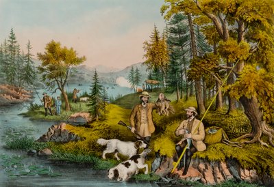 Jakt, fiske och skogsscener--God lycka åt alla håll av Unidentified