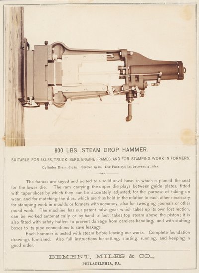 [Steam Drop Hammer, Bement, Miles and Company, Philadelphia] av Unidentified