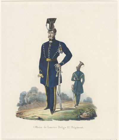Belgisk rem, 1830 Officer för belgiska Lancer 2:a regementet (titel på objektet) av Unknown