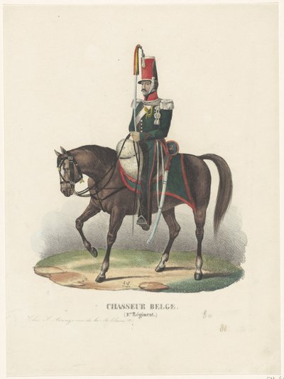 Belgisk frivillig jägare, 1830 Chasseur Belge (2.me Regiment) (titel på objekt) av Unknown