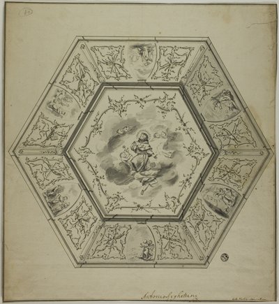 Takdesign med Sankt Antonius av Padua omgiven av episoder ur hans liv och symboler för apostlarnas martyrium av Unknown