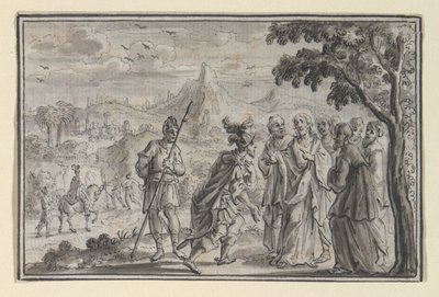 Centurion Beseeching Christ (?) (Lukas 7, Mt 8), en av fyra scener ur Kristi liv av Unknown