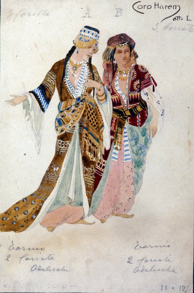 Kostymer för Harems kvinnor, från Opera Oberon, av Carl Maria von Weber av Unknown