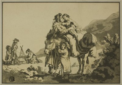 Familj av resenärer som vilar av Unknown