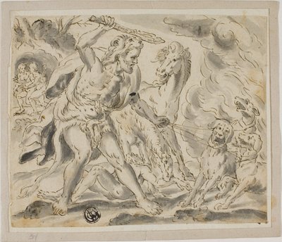 Herkules, Cerberus och ston från Diomedes av Unknown