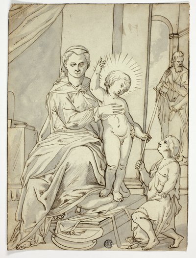 Helig familj med spädbarnet Johannes Döparen av Unknown