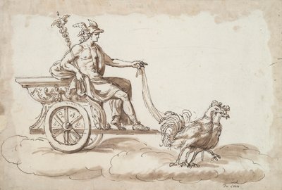 Mercury in a Chariot Drawn by Roosters av Unknown