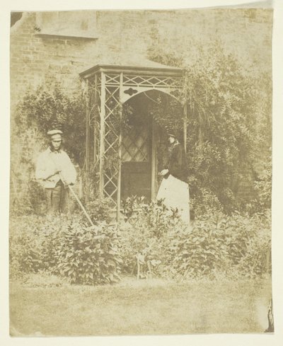 Mrs Craik i trädgården utomhus av Unknown