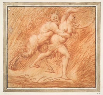 Nymf och Satyr av Unknown
