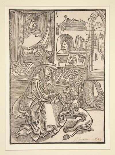 Den helige Hieronymus utvinner törnen från lejonet av Unknown