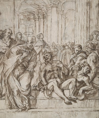 De heliga Petrus och Paulus botar den lame mannen av Unknown