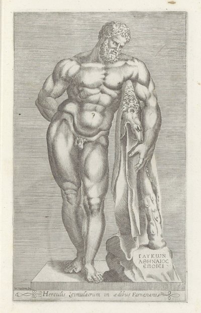 Skulptur av Herkules Hercules Farnese Staty av Hercules i det farnesiska palatset (titel på objektet) Antika skulpturer i Rom (serietitel) Ikoner av de antika statyerna av staden Rom som ses på offentliga platser (serietitel) av Unknown