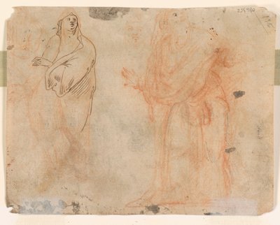 Studier av fallande figurer (recto); Studier av figurer i draperade kläder (verso) av Unknown