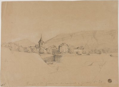 Kyrkan Saint-Gervais sett från vallarna i Genève av Unknown