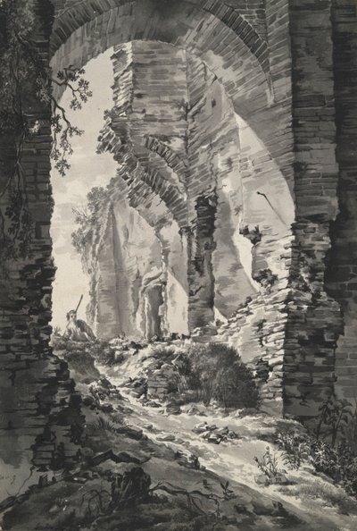 Ingångsporten till ruinerna av Brederode Castle, Holland, med Shepherd av Unknown