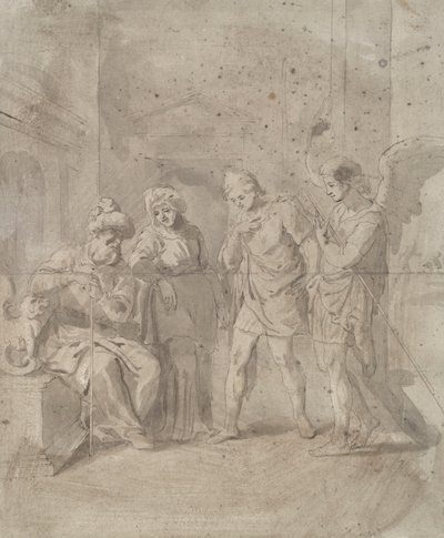 Tobit och ängeln lämnar sina föräldrar av Unknown